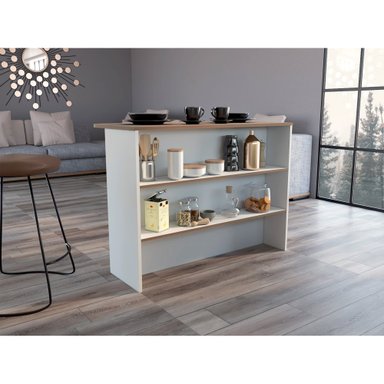 ISLA DE COCINA FENDI BLANCO Y CASTAÑO 90X120X60 CM - 11