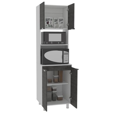 MUEBLE PARA MICROONDAS FENDI 205X60X51,3 CM GRIS Y BLANCO - 1
