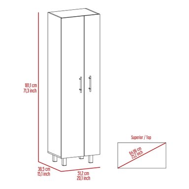 MUEBLE DE ASEO NALA MULTIUSOS 2 PUERTAS Y COLGADORES BLANCO - 2