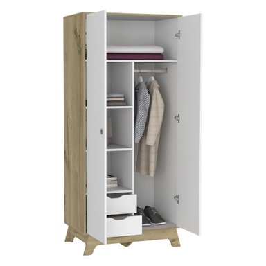 CLOSET Z-81 2 PUERTAS 2 CAJONES BLANCO Y DUNA - 1
