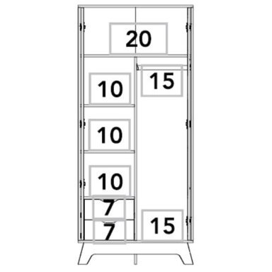 CLOSET Z-81 2 PUERTAS 2 CAJONES BLANCO Y DUNA - 3