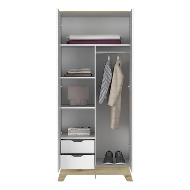 CLOSET Z-81 2 PUERTAS 2 CAJONES BLANCO Y DUNA - 4