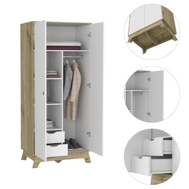 CLOSET Z-81 2 PUERTAS 2 CAJONES BLANCO Y DUNA - 7