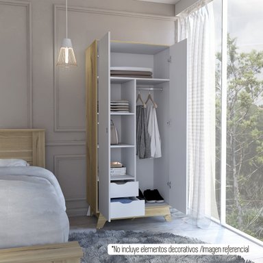 CLOSET Z-81 2 PUERTAS 2 CAJONES BLANCO Y DUNA - 11