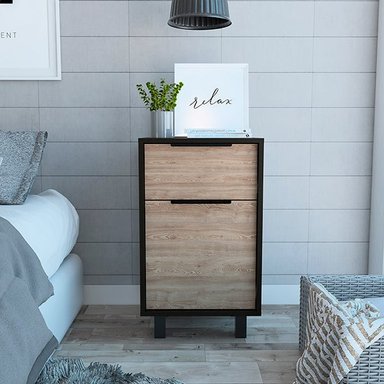 VELADOR KAIA 1 CAJON 1 PUERTA WENGUE Y MIEL 70X41X36 CM - 5