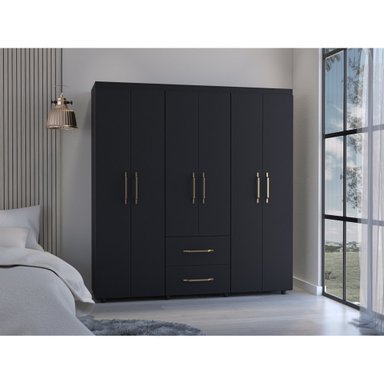 CLOSET GOLDEN 6 PUERTAS 2 CAJONES WENGUE 180X170X50 CM - 5