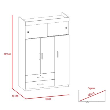 CLOSET MANILA 5 PUERTAS DUNA Y BLANCO 187X120X51 CM - 7