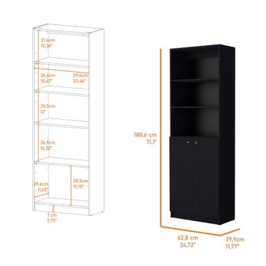 BIBIOTECA HOME 2 PUERTAS 5 NIVELES WENGUE 180,6X62,8X29,9 CM - 7
