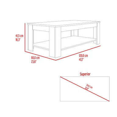 MESA DE CENTRO CECIL 120X60X41,5 CM FRESNO Y WENGUE - 10