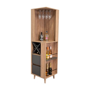 BAR ESQUINERO SALEM 2 CAJONES MIEL Y PLOMO 180X50X50 CM - 5
