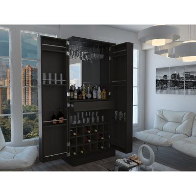 BAR ALTO MALBEC 2 PUERTAS AMPLIO ESPACIO WENGUE CON PORTACOPAS - 2