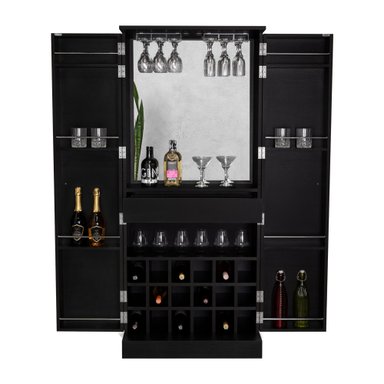 BAR ALTO MALBEC 2 PUERTAS AMPLIO ESPACIO WENGUE CON PORTACOPAS - 4