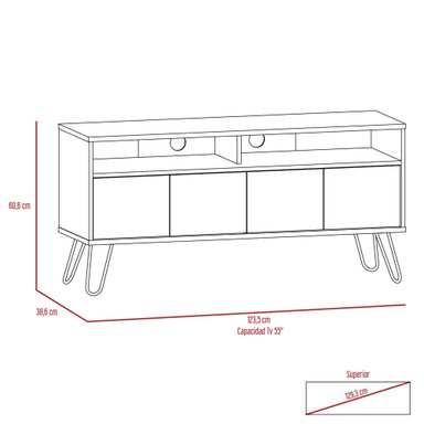 RACK TV 55' VASSEL MIEL Y PLOMO 4 PUERTAS 60,6X123,5X38,6 CM - 2