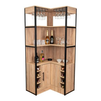 BAR ESQUINERO MAGNUM 1 PUERTA MIEL CON PORTACOPAS - 1