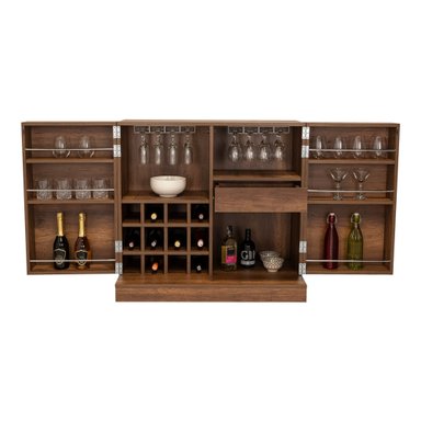 BAR BAJO SINTRA 2 PUERTAS 12 BOTELLEROS Y PORTACOPAS CARAMELO - 1