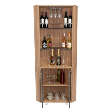 BAR ALTO ESQUINERO CARMENERE 2 PUERTAS MIEL Y PLOMO - 1