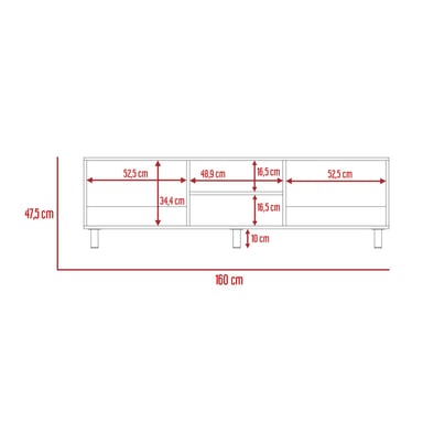 RACK TV 70' 160X47,5X35 CM BLANCO Y DUNA - 3