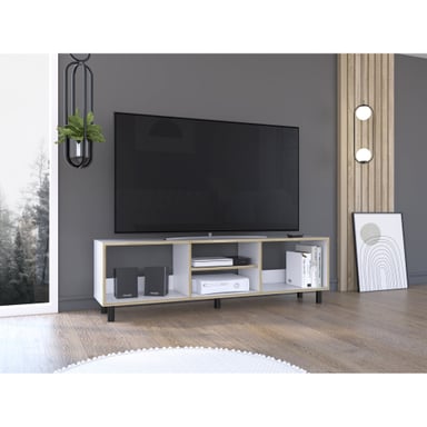 RACK TV 70' 160X47,5X35 CM BLANCO Y DUNA - 11