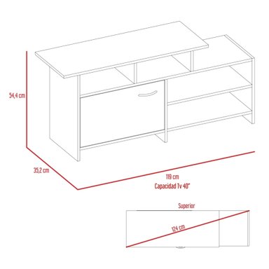 RACK TV 32' LIMA 1 PUERTA 54,4X119X35,2 CM WENGUE - 7