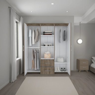 CLOSET 4 PUERTAS BARILOCHE ECO BELLOTA Y BLANCO 177,9X150,3X50,4 CM - 6
