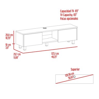 RACK TV 65' PISO O FLOTANTE GLEN 26,8X125,1X29,7 CM FRESNO EUROPEO - 7
