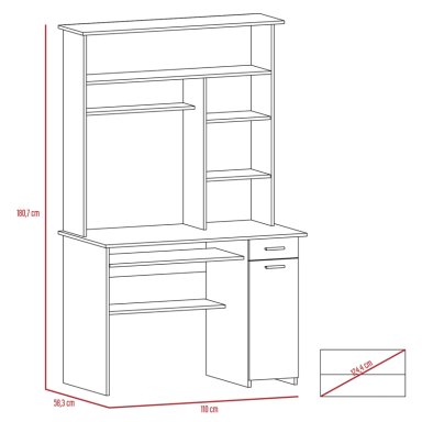 ESCRITORIO BIBLIOTECA 1 PUERTA 1 CAJON 180 180,7X110X58,3 CM CENIZA - 7