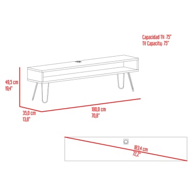 RACK TV75' LUFT DELGADO PATA ACERO ALTA 49,5X180X35 CM MIEL - 6