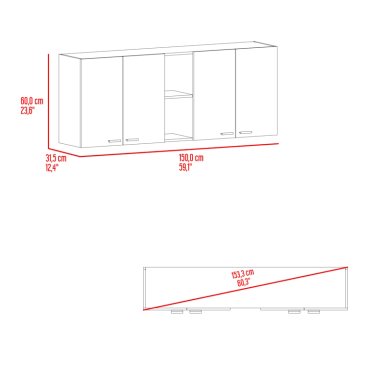 MUEBLE SUPERIOR DE COCINA PORTOFINO 60X150X31,5 CM WENGUE - 7