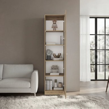 ESTANTE VITRINA 1 PUERTA HOME-E6 MILAN Y BLANCO 180,6X45X31,3 CM - 6
