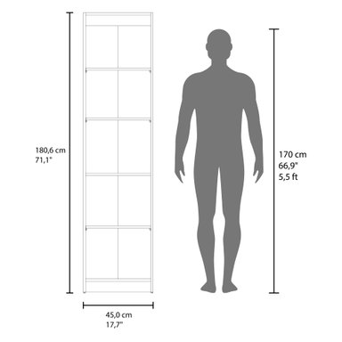 ESTANTE VITRINA 1 PUERTA HOME-E6 MILAN Y BLANCO 180,6X45X31,3 CM - 8
