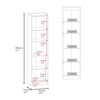 ESTANTE 1 PUERTA HOME-E5 AVELLANA Y WENGUE 180,6X45X31,4 CM - 6