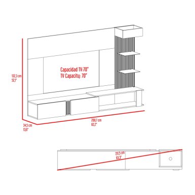 PANEL TV70' 2 PUERTAS ISOLDE 132,3X208,7X34,5 CM CAPRI Y FRESNO - 6