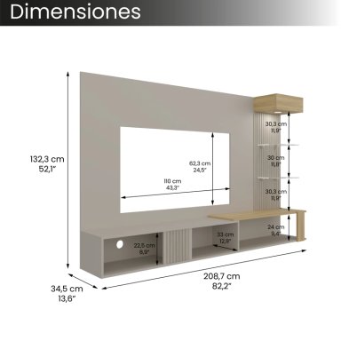 PANEL TV70' 2 PUERTAS ISOLDE 132,3X208,7X34,5 CM CAPRI Y FRESNO - 7