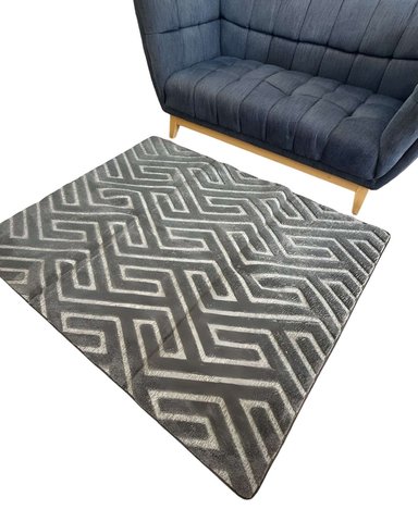 ALFOMBRA LIVING COMEDOR DISEÑO GEOMETRICO 160X200CM GRIS OSCURO - 2