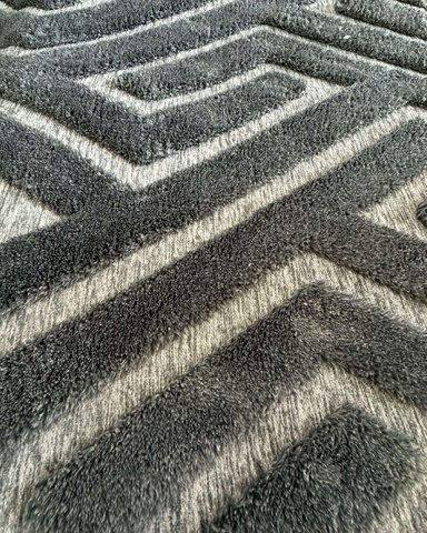 ALFOMBRA LIVING COMEDOR DISEÑO GEOMETRICO 160X200CM GRIS OSCURO - 4