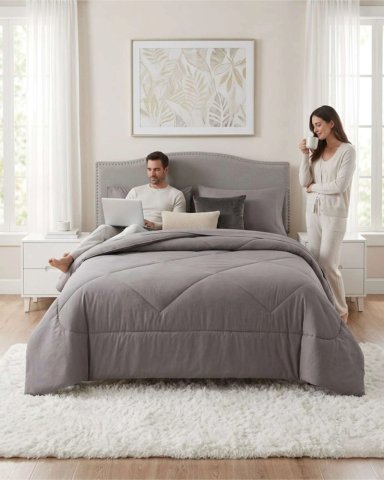 SET DORMITORIO KING PLUMON NORDICO + JUEGO DE SABANAS - 2