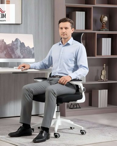 SILLA DE ESCRITORIO ERGONOMICA CON CABEZAL AJUSTABLE NEGRO - 3