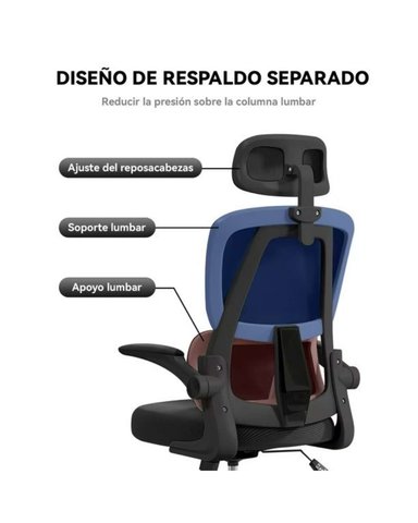 SILLA DE ESCRITORIO ERGONOMICA CON CABEZAL AJUSTABLE NEGRO - 5