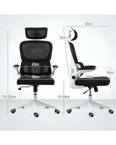 SILLA DE ESCRITORIO ERGONOMICA CON CABEZAL AJUSTABLE NEGRO - 7