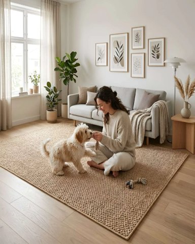 ALFOMBRA DE TEXTURA NATURAL NORDICA RECTANGULAR 160X200 - 1