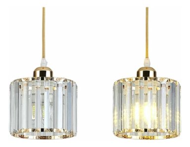 LAMPARA COLGANTE NORDICA CRISTAL JAULA E27 COCINA DORMITORIO RETRO - 1