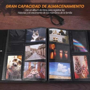 ALBUM FOTOGRAFICO NEGRO 600 FOTOS 10X15CM 60 PAGINAS BOLSILLOS TRANSPARENTES - 6