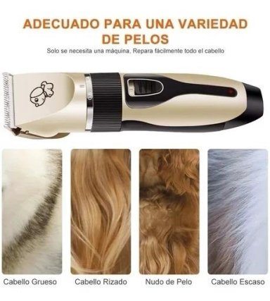 CORTADORA PELO PERROS Y GATOS USB RECARGABLE 4 CABEZALES ACCESORIOS - 2