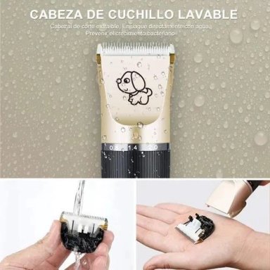 CORTADORA PELO PERROS Y GATOS USB RECARGABLE 4 CABEZALES ACCESORIOS - 4