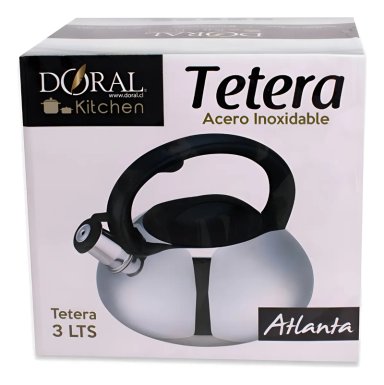 TETERA ATLANTA ACERO INOXIDABLE CON SILBATO 3 LITROS PLATEADA DORAL - 6