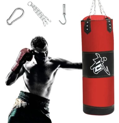 SACO DE BOXEO GRANDE PROFESIONAL CON CADENA DE ANCLAJE - 1