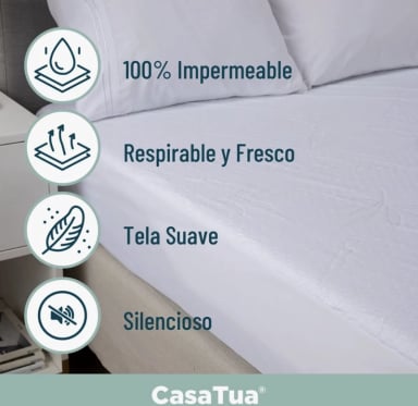 CUBRE COLCHON PROTECTOR IMPERMEABLE BAMBU 2 PLAZAS - 3
