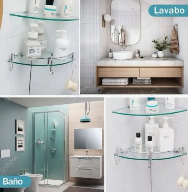 REPISAS ESQUINERAS DE VIDRIO P/BAÑO 4 PISOS - 2