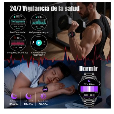 SMARTWATCH HOMBRE RELOJ INTELIGENTE ACERO INOXIDABLE - 8