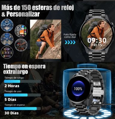 SMARTWATCH HOMBRE RELOJ INTELIGENTE ACERO INOXIDABLE - 10